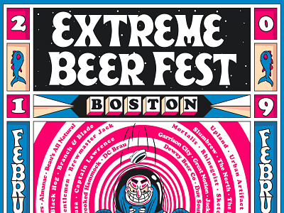 BeerAdvocate Extreme Beer Fest 2019 beer beeradvocate blue blue and white boston craft beer craft brew illustration massachusetts poster typecon