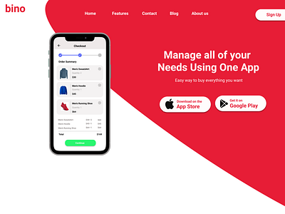 Landing page for Mobile app