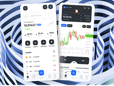 Trading cryptocurrency mobile app design🔥 app application bitcoin btc clean coins crypto crypto currency crypto wallet design ethereum exchange financial interface minimal money transfer ui ux wallet wallet app