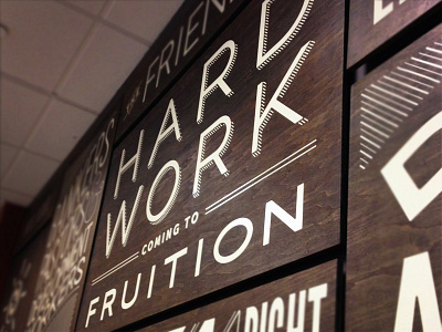 Wall Graphic Installed graphic hand lettering hard instalation line typography vinyl lettering wall wall graphic wood work