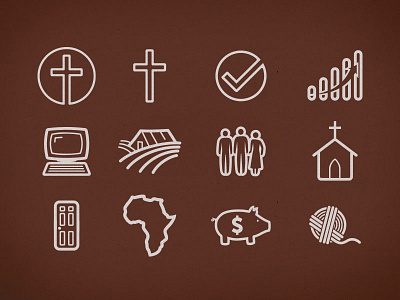 Report Icons africa check church community computer cross door farm graph group increase land old computer people piggy bank quality save string yarn