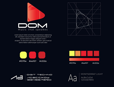 Logo design - Dom Music branding icon logo presentation typography