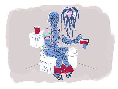Unamused Mummy adidas slides halloween. october illustration monster mummy plants process solo cup toilet
