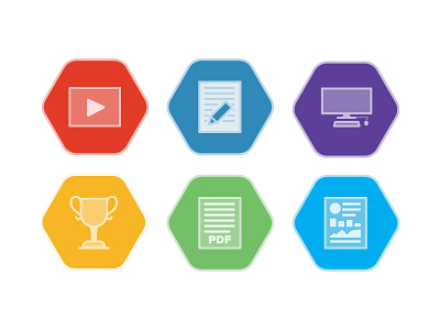 Content Type Icon desktop document ebook flat icons illustration infographic pdf trophy vector video webinar