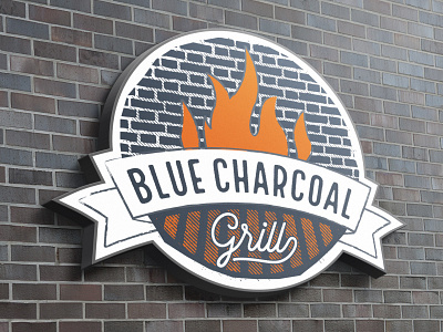 Blue Charcoal Grill Brand Design brand grill logo restaurant sign