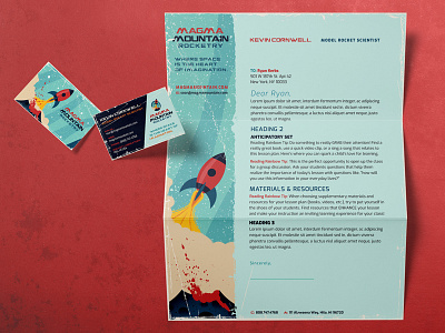 Magma Mountain Rocketry Stationery Set brand branding business card letterhead logo rocket space stationery
