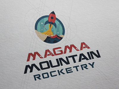 Magma Mountain Rocketry Logo Design lava magma mountain rocket science space volcano