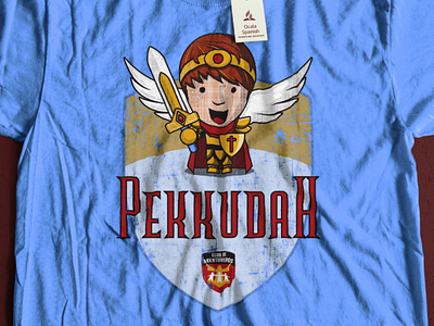 "Pekkudah" Adventures T-shirt Design angel apparel armor christian knight logo religious shield shirt sword t shirt warrior