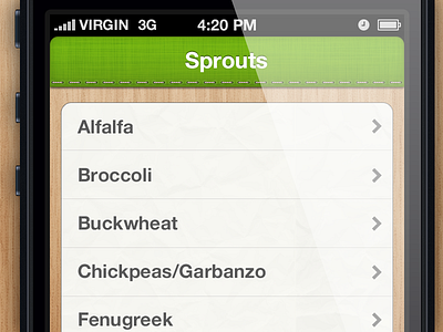 Sprouts - Growing Guide iphone ui sprouts food health