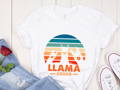 Retro style LLama t shirt design