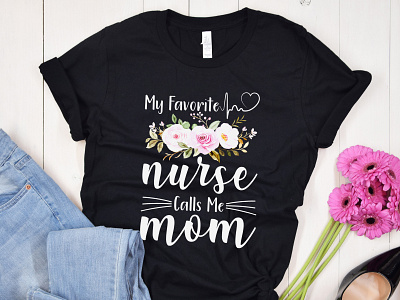 Typeface floral nurse t shirt design