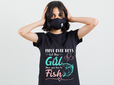 Girl fishing t shirt design