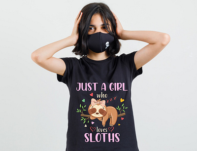 Sloth t shirt design for girls app branding design illustration logo typography vector