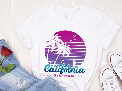 California summer t shirt design app branding design icon illustration logo typography ui ux vector