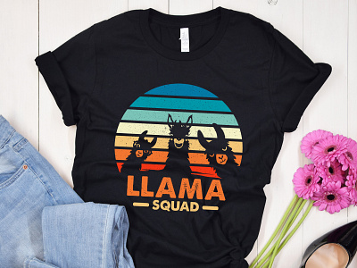 Llama squad retro t-shirt design animal tshirt clothing design fashion girls tshirt llama tshirt mens clothing modern retro tshirt retro vibes tshirt design tshirts typography