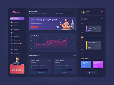 Course Dashboard - Desktop App | Dark theme UI