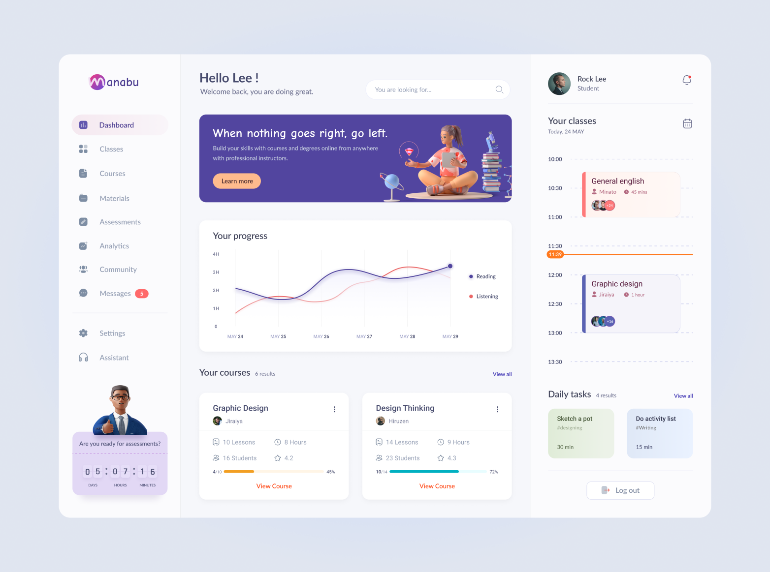 Course Dashboard - Desktop App | Light theme UI by Prashanth Mani on ...