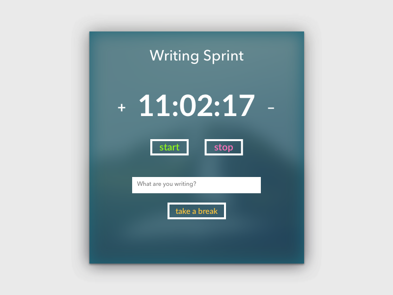 Writing Sprints Timer by Andrea Dardón Pell on Dribbble