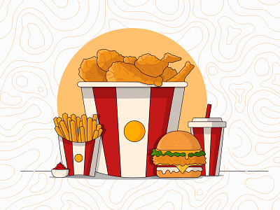 Chicken Meal | Illustration burger designer graphic design illustration kfc portfolio vector