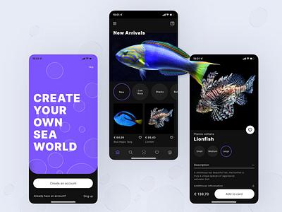 Saltwater Fish Shop app app design aquarium ecommerce figma makeevaflchallenge makeevaflchallenge3 mobile online store sea fish seawater fish ui ux