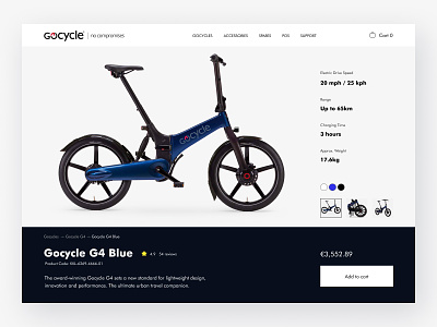 Product page for folding e-bike