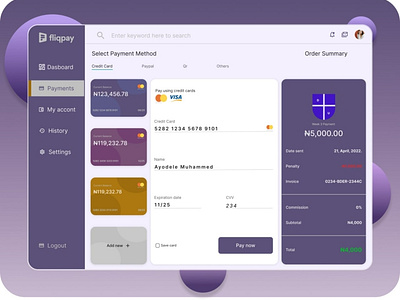 Payment Dashboard UI Design Concept.