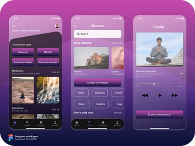 Meditation App UI Design Concept glassmorphism glassmorphism design meditation app meditation app ui concept ui ui design