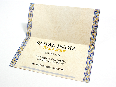 Royal India Business Card Inside