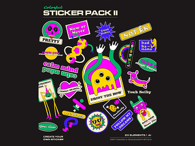 Colorful and Retro Sticker Pack – Part II assets design graphic design illustration psd vector