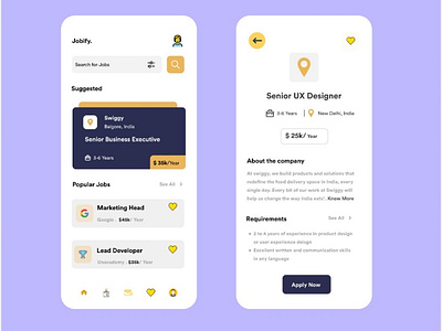 A job advertisement page design ui