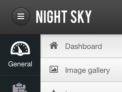 Ngiht Sky Admin Closeup (mobile view) admin bootstrap ui