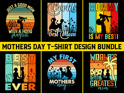 Mother's Day T-shirt Design Bundle graphic design mothers day cloth design t-shirt t-shirt design typography