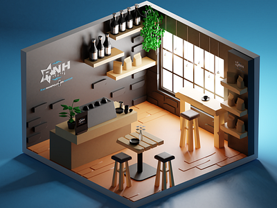 Cafe 3d modeling 3d animation branding graphic design