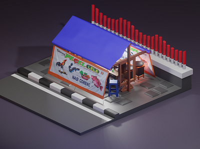 Warung 3d model 3d animation graphic design motion graphics