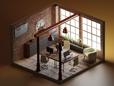 Office room 3d model 3d animation graphic design logo motion graphics