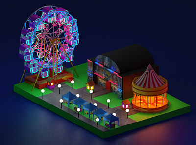 Night market 3d model 3d animation graphic design motion graphics