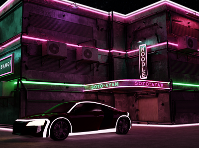 City cyberpunk 3d animation branding graphic design logo motion graphics vector