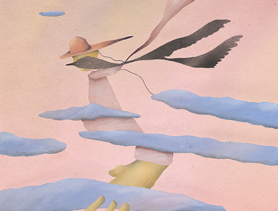 Walking in the cloud abstract childrenbook comics design illustration illustrator surreal