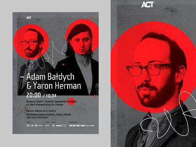 Adam Baldych &Yaron Herman abstract circle concert face photoshop poster print red typography