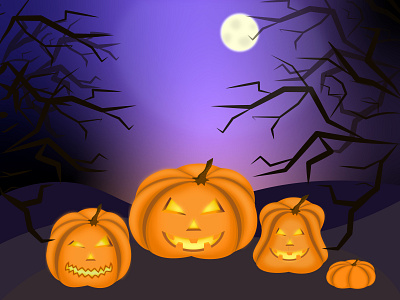 Happy Halloween! art artist design halloween illustration orange pumpkin trees vector