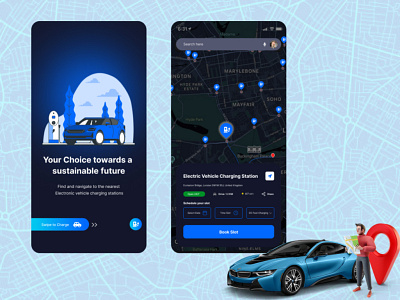 EV Charging station finder appdesign branding design productdesign ui ux