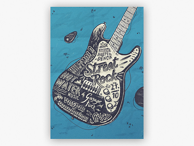 Street Rock grunge guitar illustration lambe poster rock