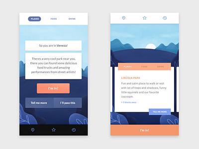 first screen app cards colors fun illustration layout menu screen tags ui ux