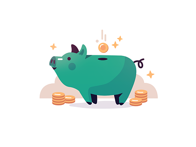 Coin Hunter box coin colors financial illustration locker minimal money pig safe vault