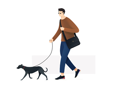 Dog Walker brazil colors dog fashion gradient illustration texture vector