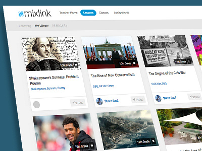 Browse Page for MixLink Lessons edtech education education technology mixlink responsive ui
