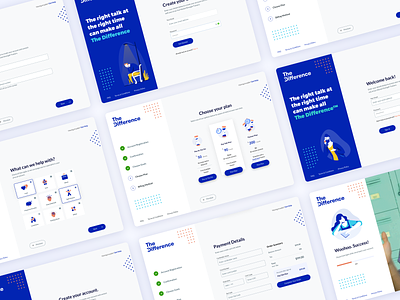 TheDifference Web App Onboarding Collection app blue dashboard design illustration onboarding onboarding illustration onboarding screens onboarding ui web web app web app design web design