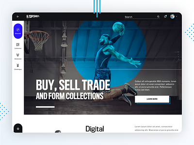 NBA Top Shots - Web Concept 1 blue crypto dark dark ui nba sports sports branding sports design trading cards web app webdesign website