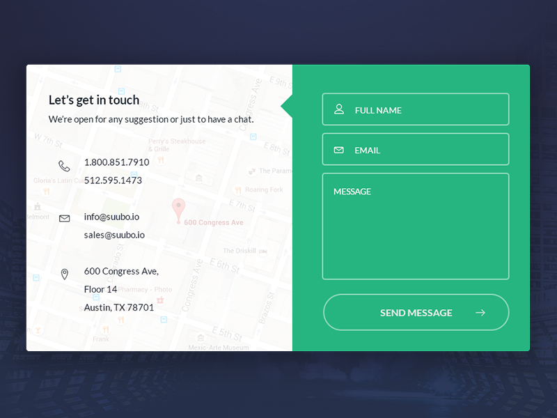 Suubo Contact Form Modal by Charles Haggas on Dribbble