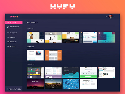 Hify Video Dashboard Shot dashboard orange pink purple uiux user video